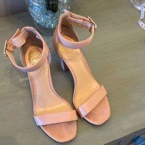 Tan strapped heels by Vince Canute